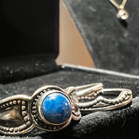 Beautiful Sterling silver three set ring with lapiz lazuli - Picture 13 of 13
